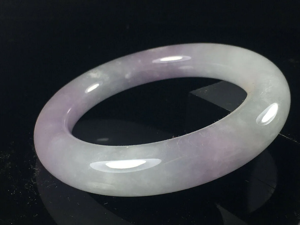 10% OFF- 57/58/59mm Certified Natural Lavender Jadeite Emerald A*Jade HandCarved Lucky Round Bracelet Bangle GX742