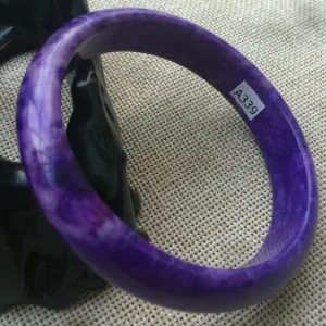 10% OFF- 60/61/62mm Certified Natural Lavender Purple Jadeite Emerald A*Jade HandCarved Lucky Bracelet Bangle A339