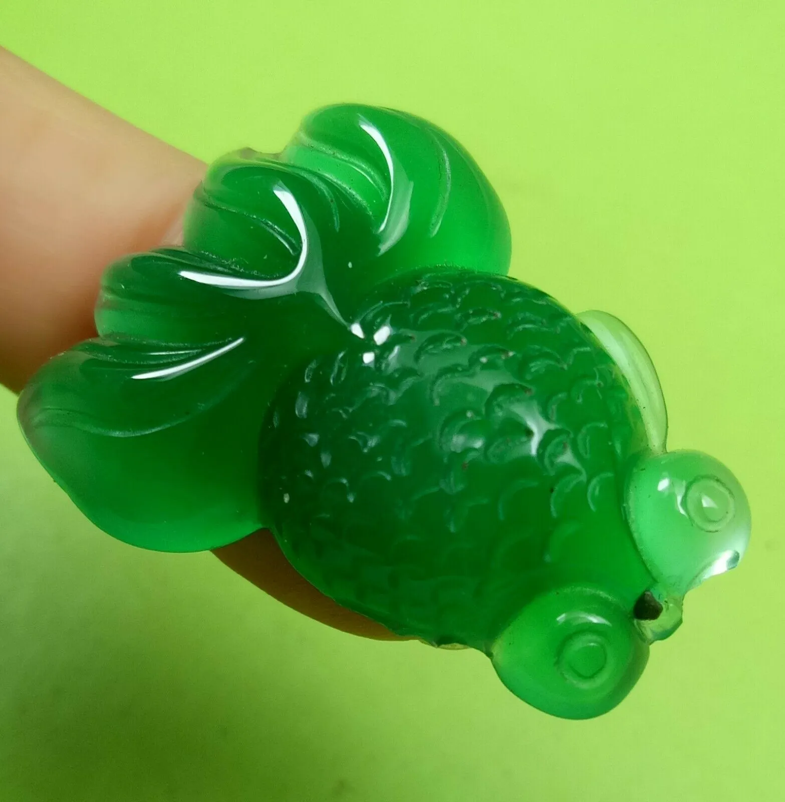 10% OFF- Certified Natural Icy Green Emerald A Jade HandCarved Lucky Gold Fish Pendant A6167
