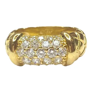18K Yellow Gold Quilted Diamond Band Ring