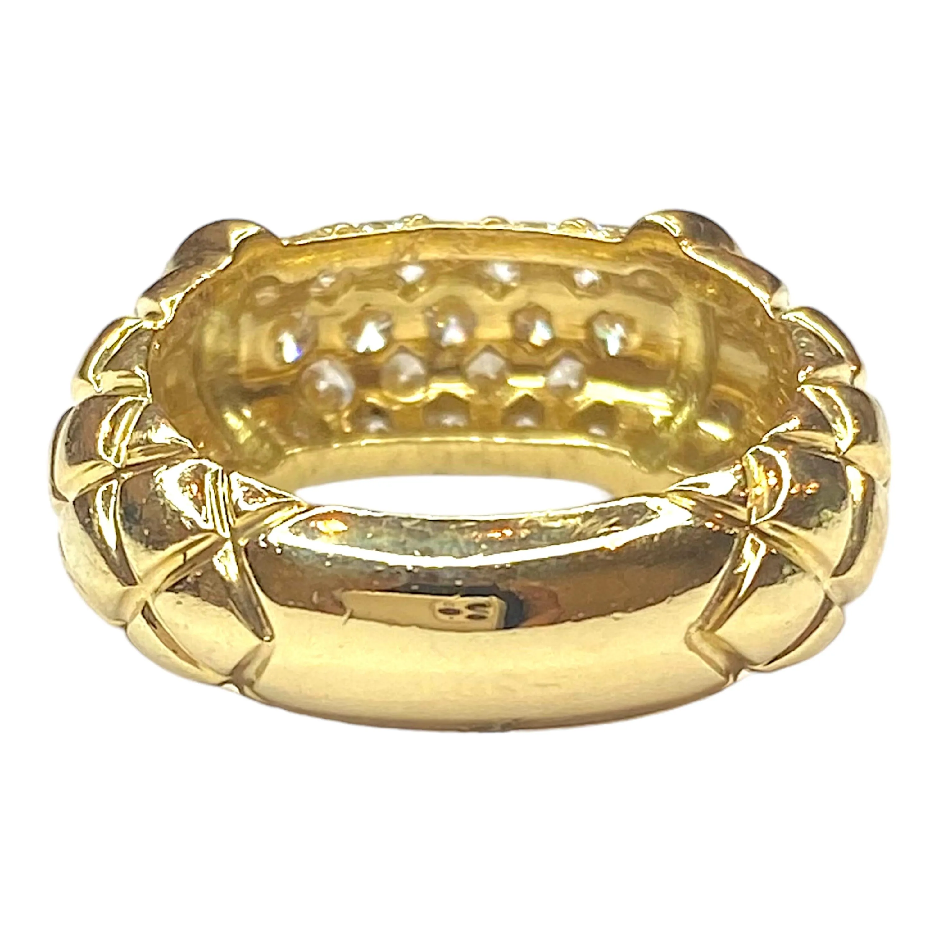 18K Yellow Gold Quilted Diamond Band Ring