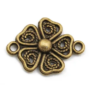20*15mm Vintage antique bronze Zinc alloy links,clover,sold 200 pcs per pkg