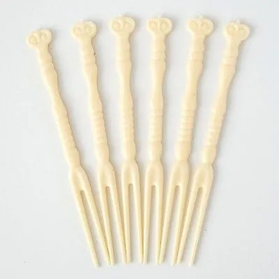 35 Ivory Cocktail and Fruit Forks Beige Appetizer Cake Crown Forks Beige Picks Wedding Birthday Baby Shower