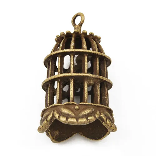 40*21mm Vintage antique bronze Zinc alloy Pendants,Large 3D Bird Cage,sold 20 pcs per pkg