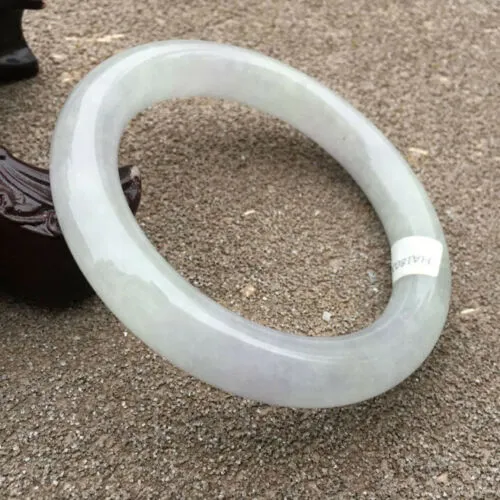 57-59mm Certified Natural Lavender Jadeite Emerald A Jade HandCarved Round Bangle HA0806 with Gift Box