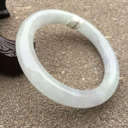 57-59mm Certified Natural Lavender Jadeite Emerald A Jade HandCarved Round Bangle HA0806 with Gift Box