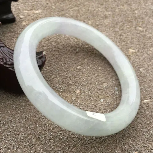 57-59mm Certified Natural Lavender Jadeite Emerald A Jade HandCarved Round Bangle HA0806 with Gift Box