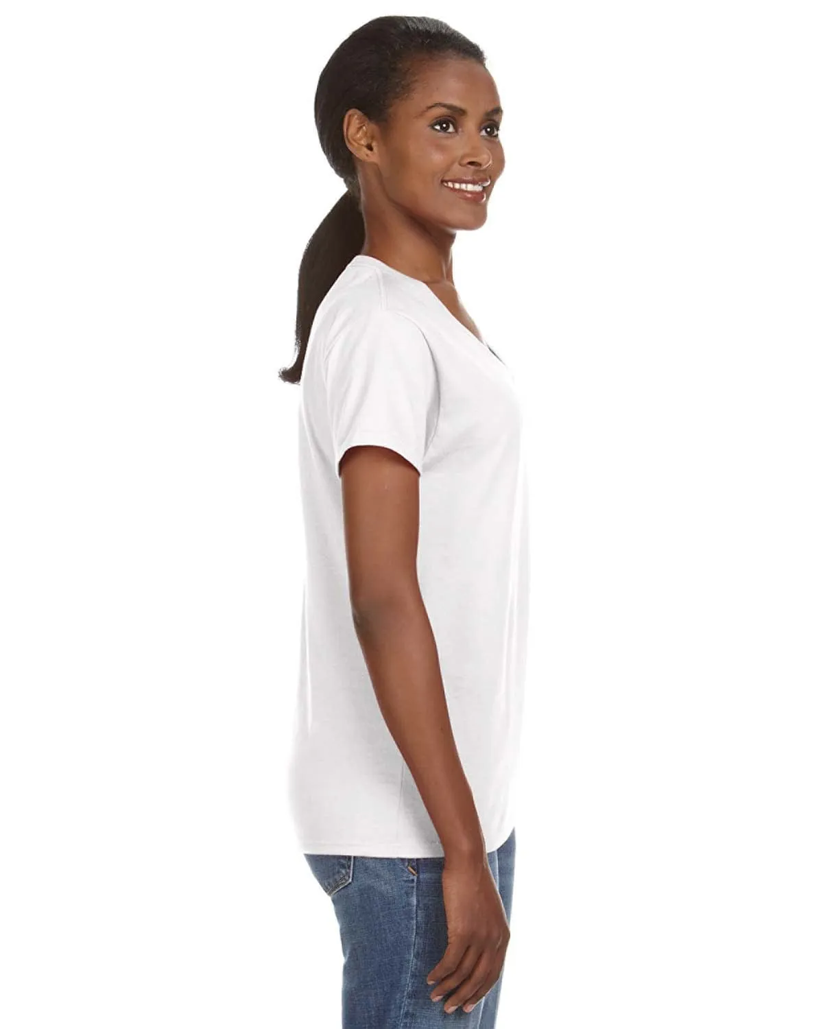 Anvil Ladies Lightweight V-Neck T-Shirt | White