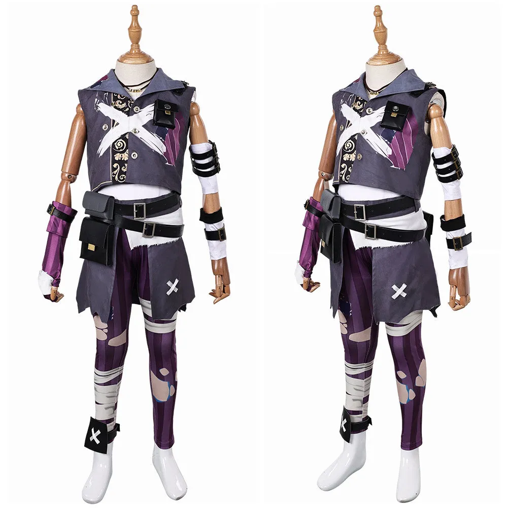 Arcane League of Legends Season 2 Isha Cosplay Costume Kids Unisex Blue Graffiti Clothing Outfits Halloween Carnival Suit