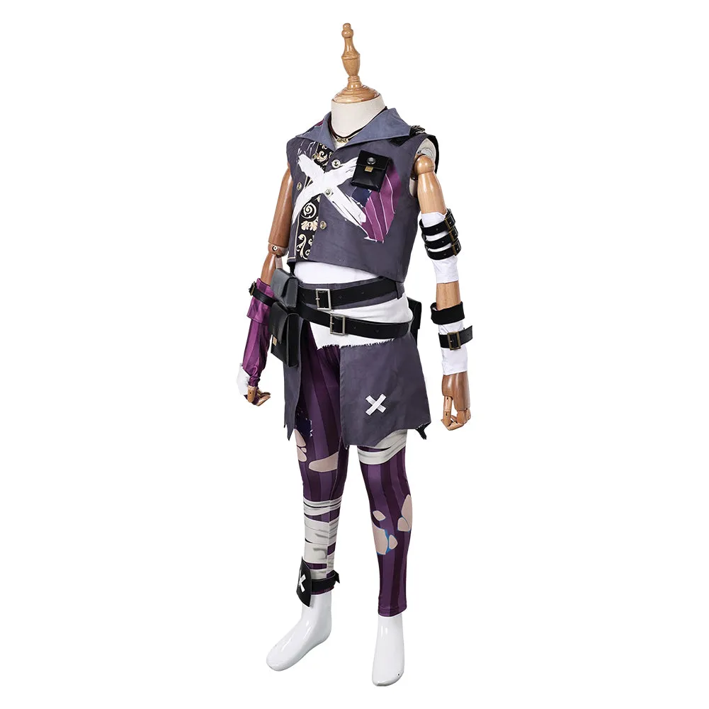 Arcane League of Legends Season 2 Isha Cosplay Costume Kids Unisex Blue Graffiti Clothing Outfits Halloween Carnival Suit