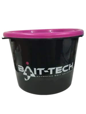 BAIT-TECH Groundbait Bucket & Lid - Black/Pink