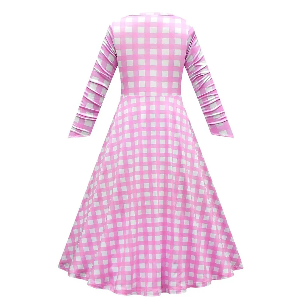 Barbie 2023 Kids Children Girls Cosplay Costume Pink Long Seeve Cape Outfits Halloween Carnival Suit