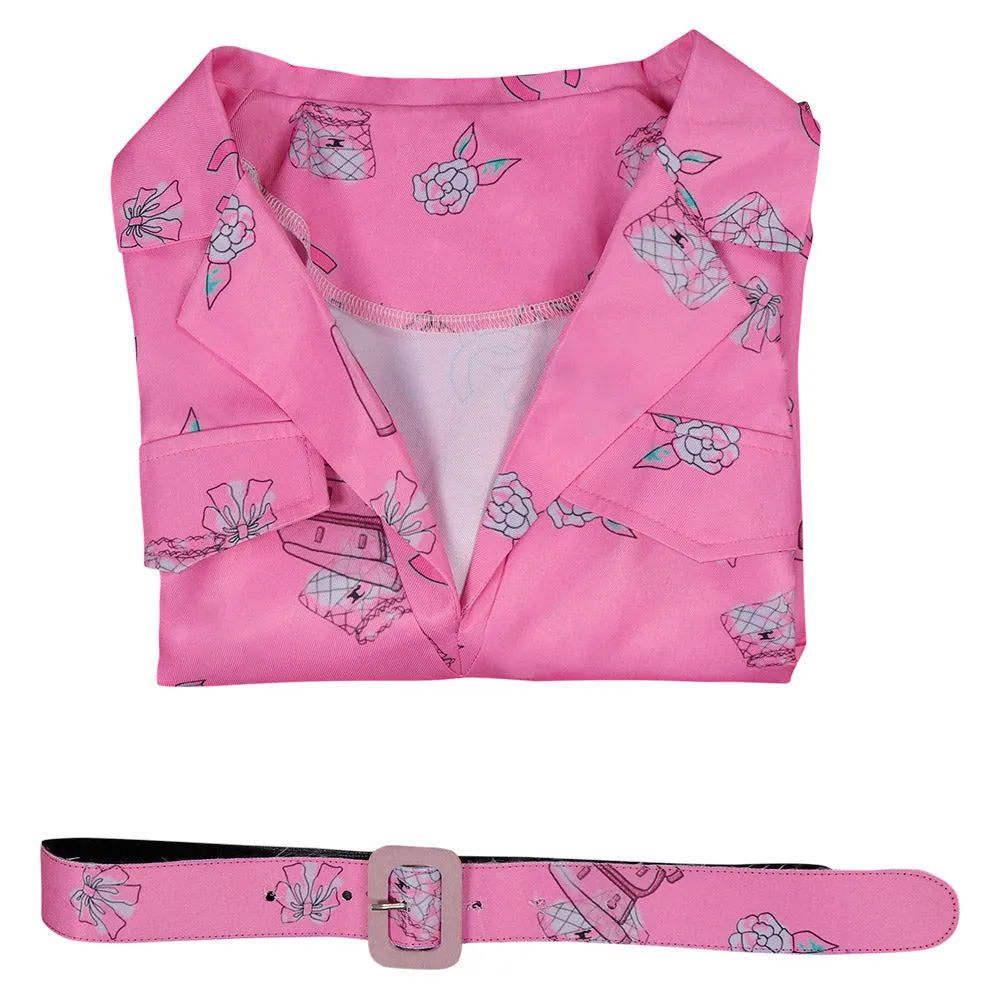 Barbie 2023 Original Design Pink Sleeveless Printed Dress Cosplay Costume Halloween Carnival Suit