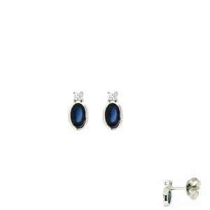 Boucles d'oreilles contre l'oreille - Or Blanc, Diamants et Saphir (055479/SA)