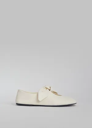 Bow Flat in Nappa Leather - Ivory