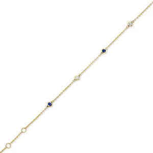 Bracelet avec motifs - Or Jaune , Diamants et Saphir bleu (061590/SA)