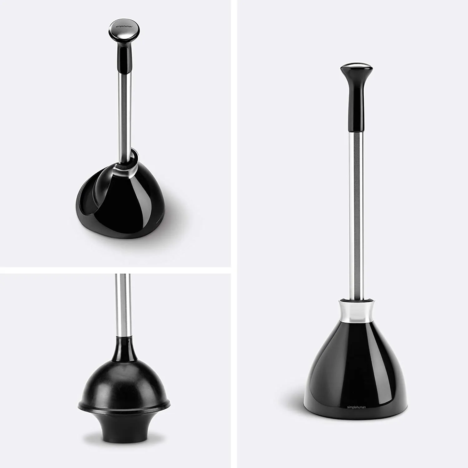 Brand new simplehuman Toilet Plunger and Caddy, Stainless Steel, Black! Retails $45 