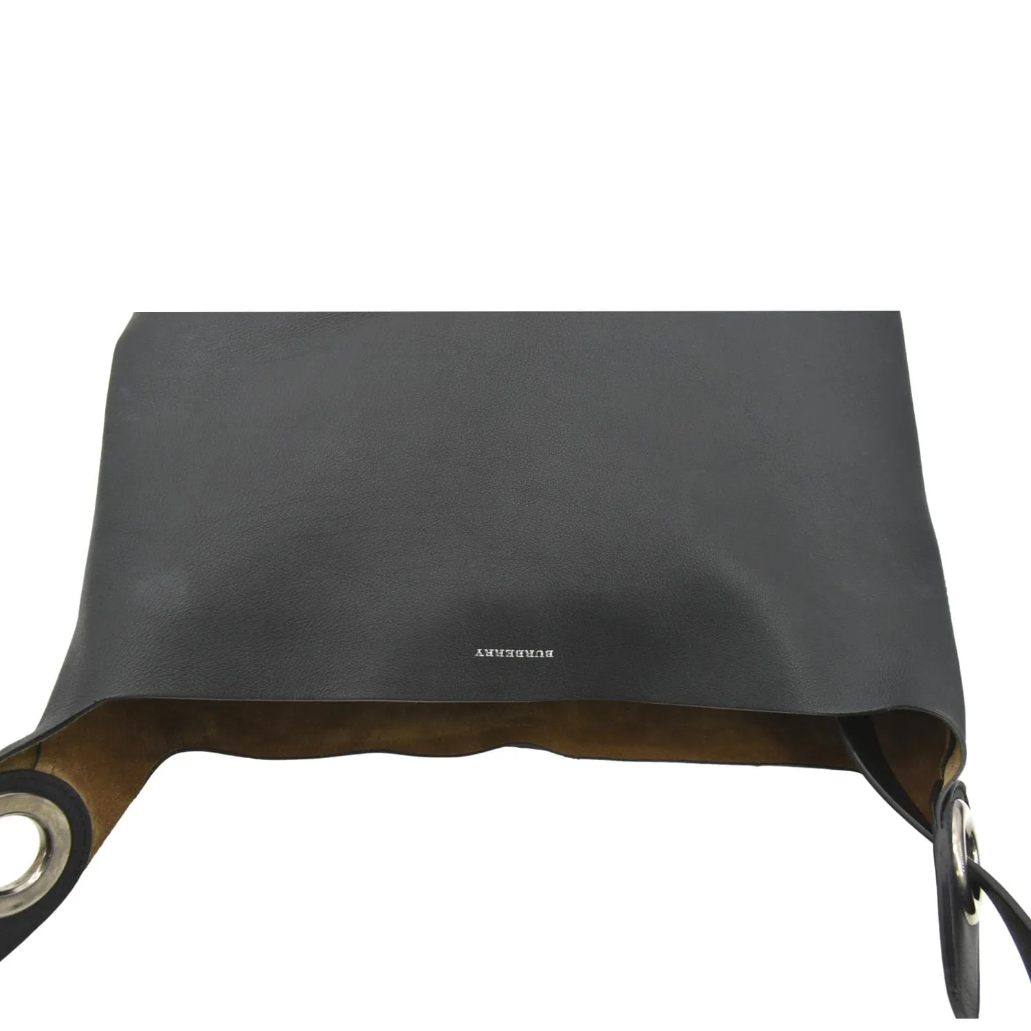 BURBERRY Medium Grommet Smooth Calfskin Hobo Bag Black