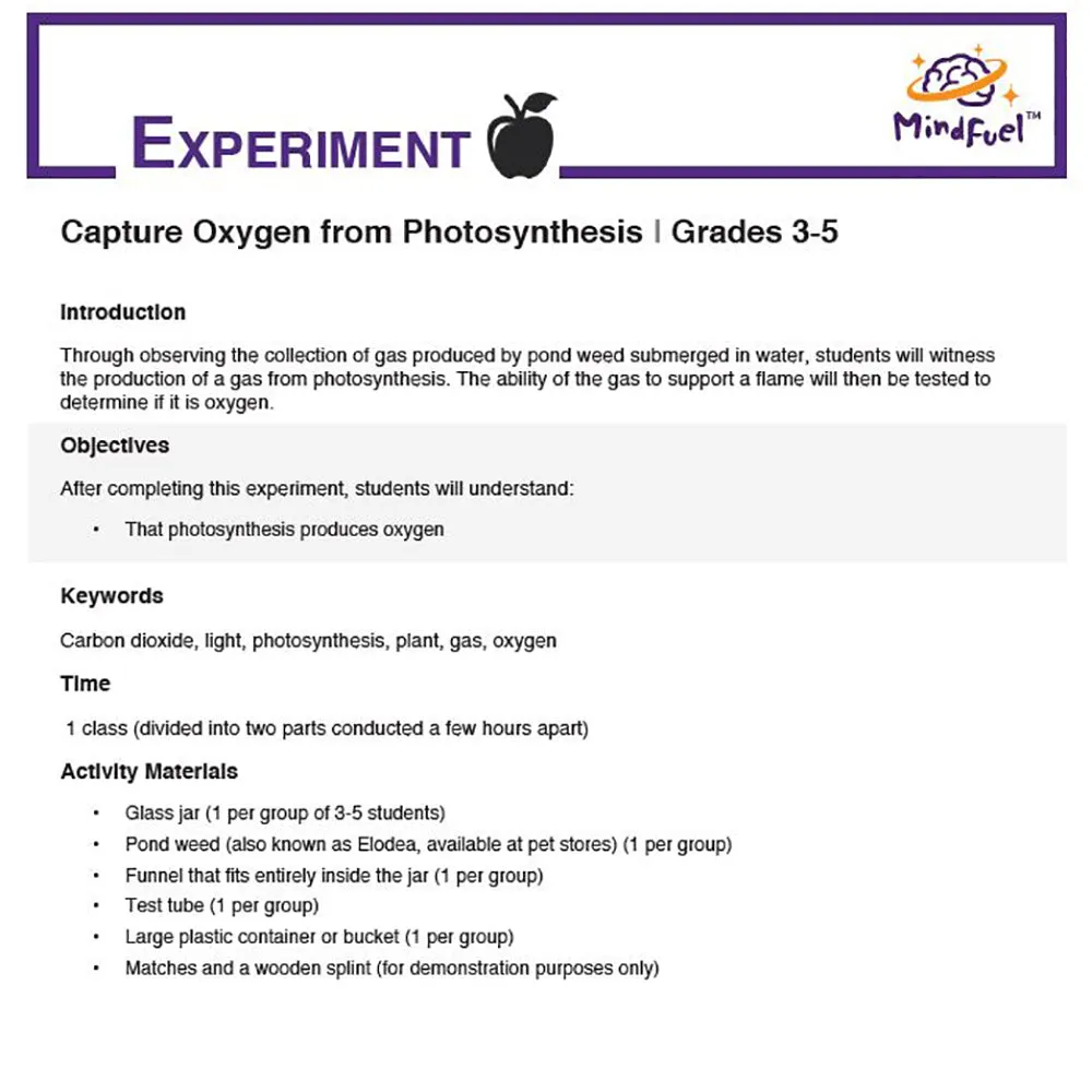 Capture Oxygen from Photosynthesis
