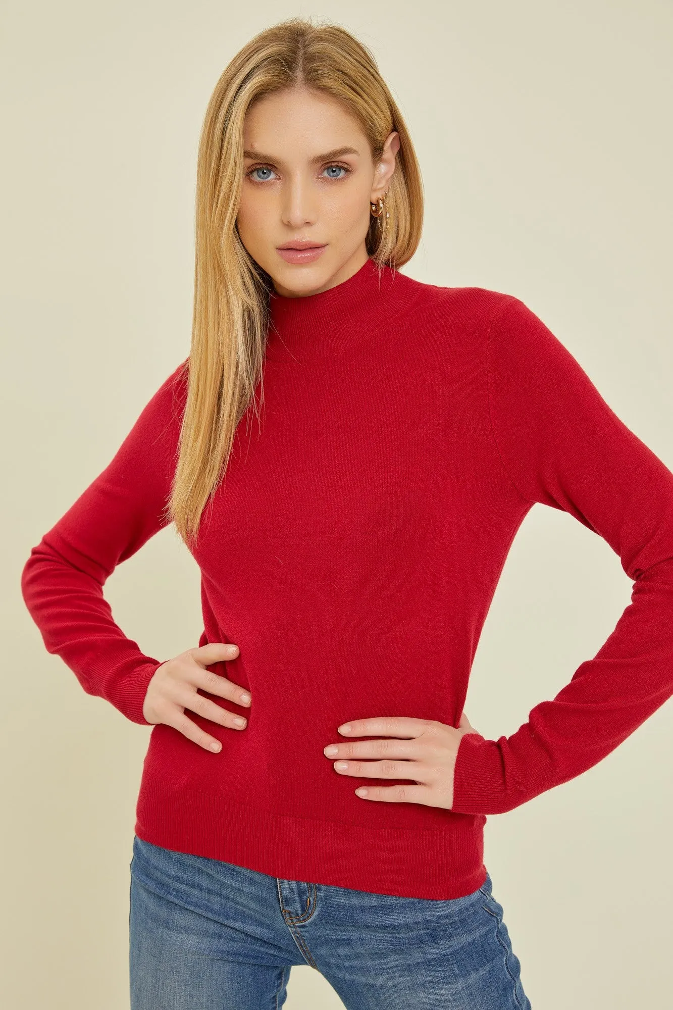 Cocoa Please Mockneck Sweater- Red