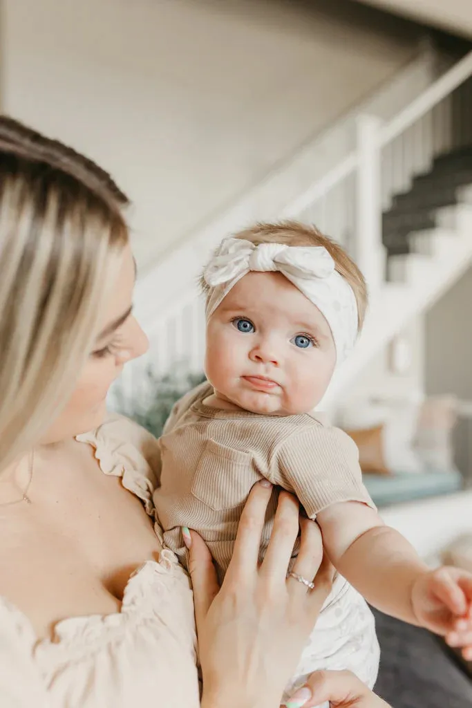 Copper Pearl - Knit Headband Bow - Shine