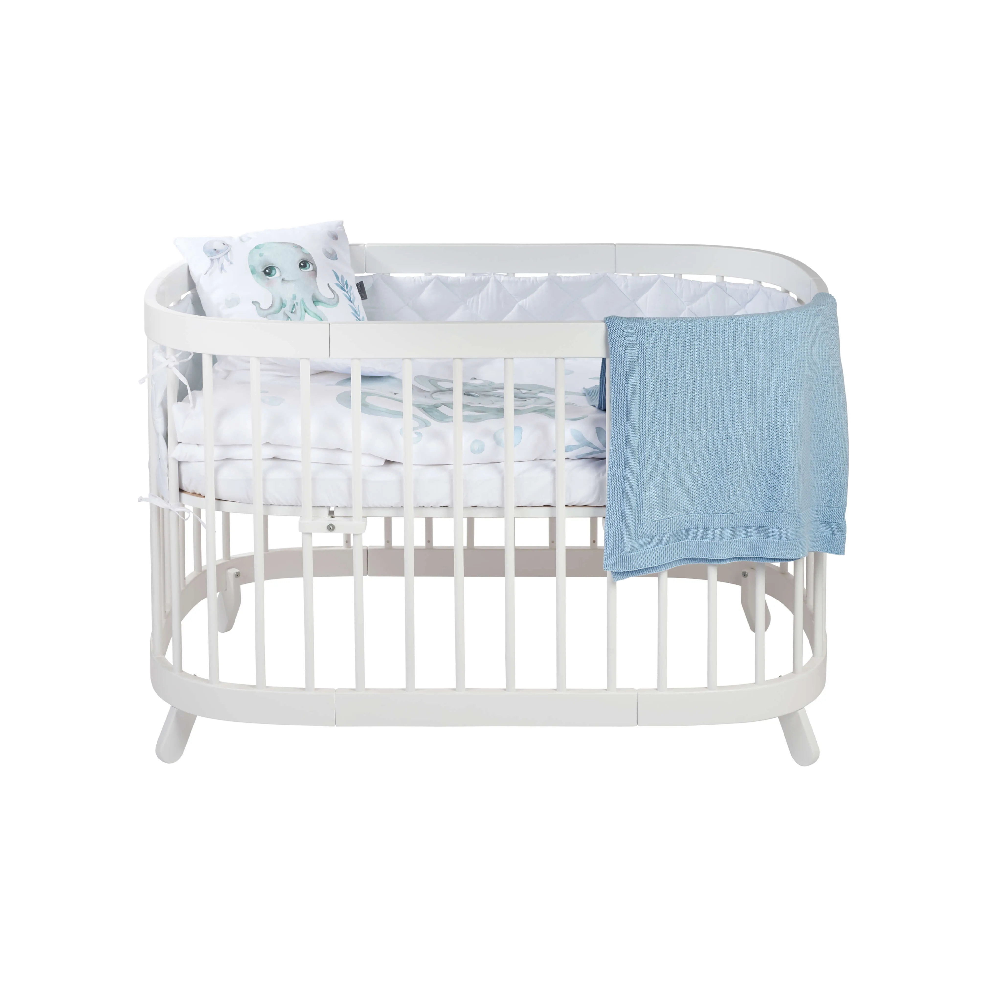 Cot Bed Quilted Protective Bumper White