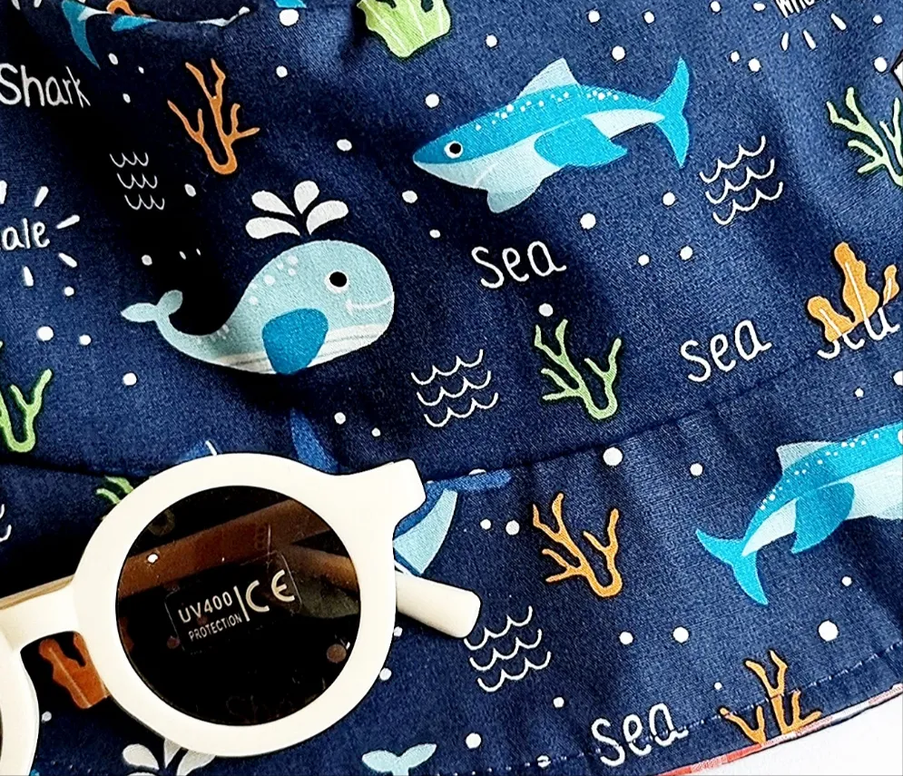 Deep Blue Sea Print Reversible Sunhat-Bucket Style