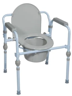 Drive Medical Deluxe Folding Commode with Commode Bucket and Splash Guard