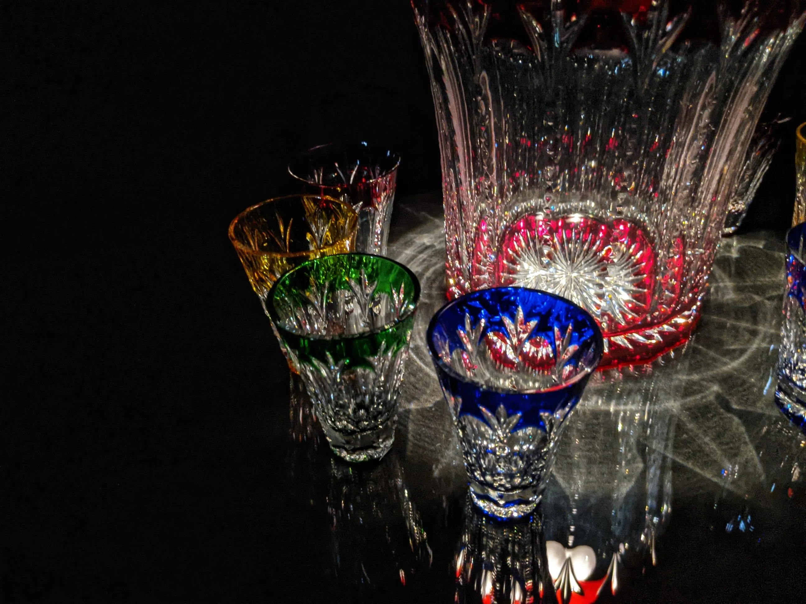 Faberge Crystal Ice Bucket with shot glasses