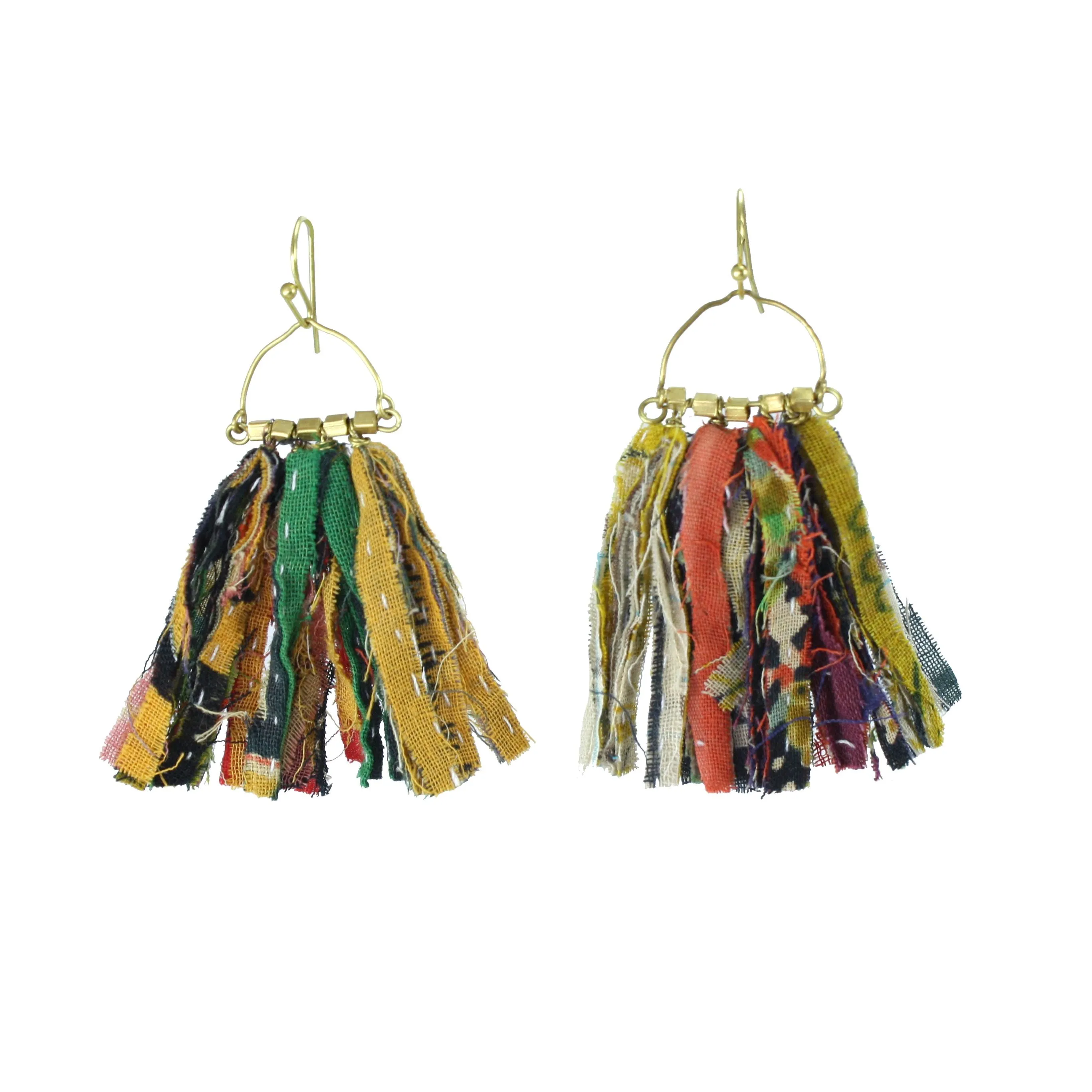 Fringed Kantha Tassel Earrings