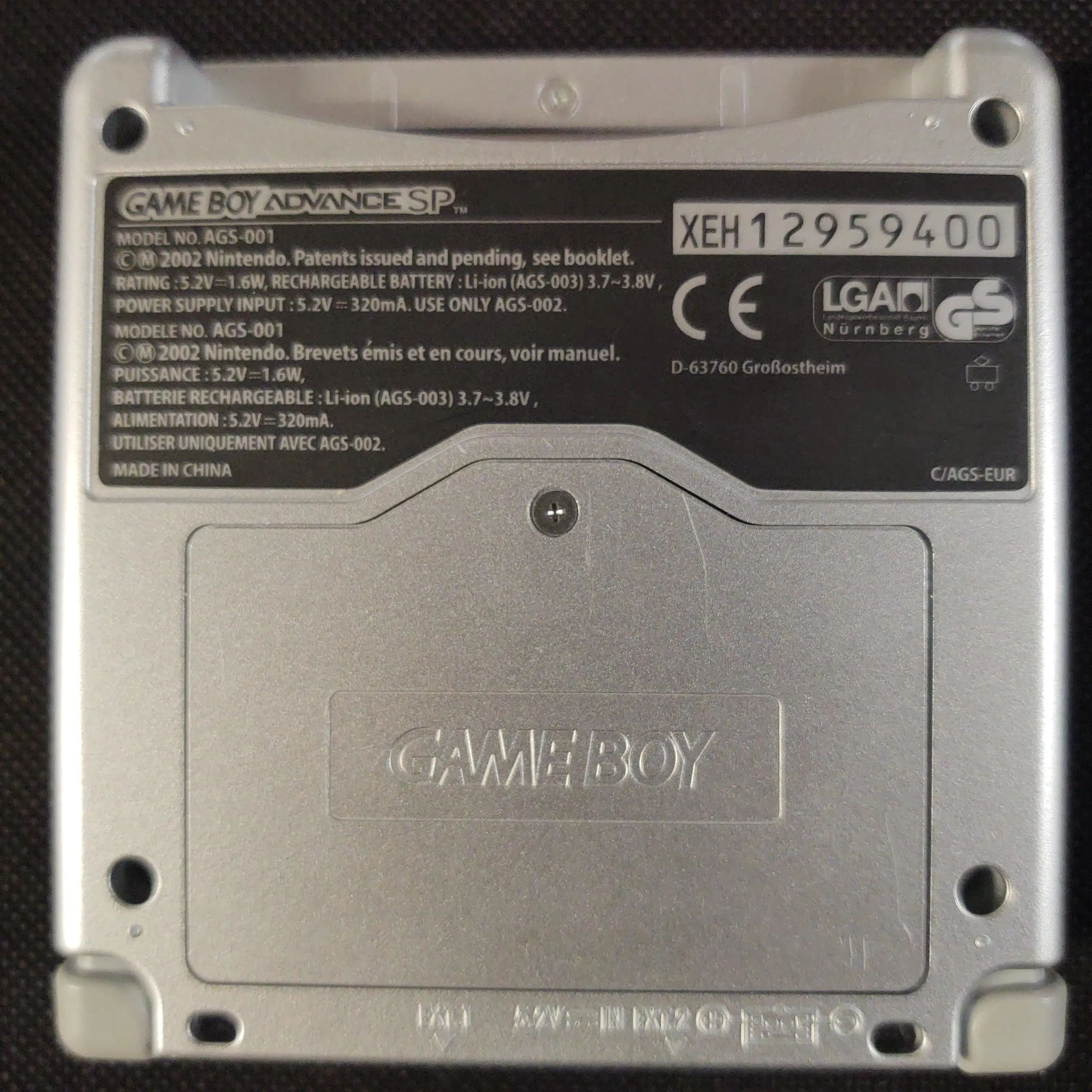 Gameboy Advance SP 001 konsol (Sølv)