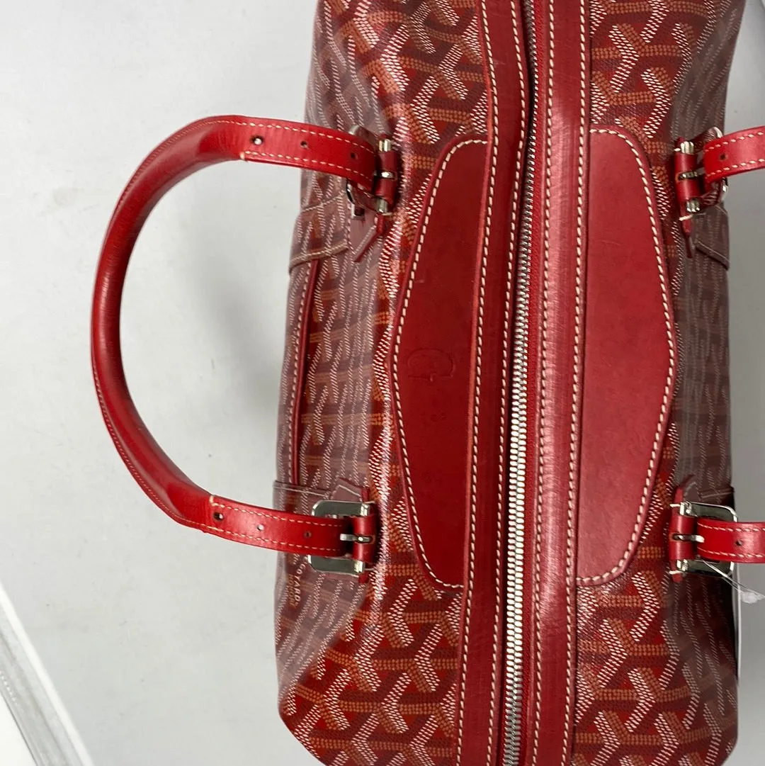 Goyard Red Coated Canvas Boeing Travel Bag 30 Satchel