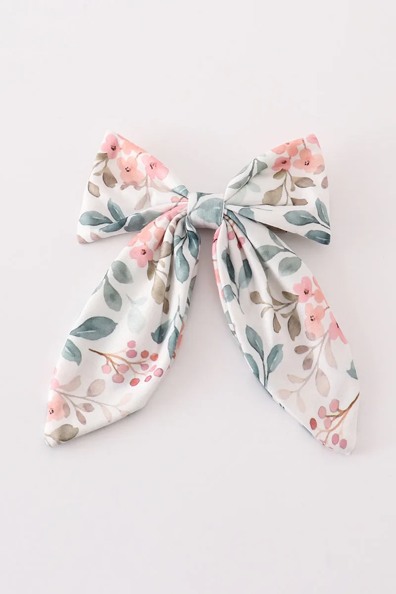 Green Floral Girl Hair Sailor Bow