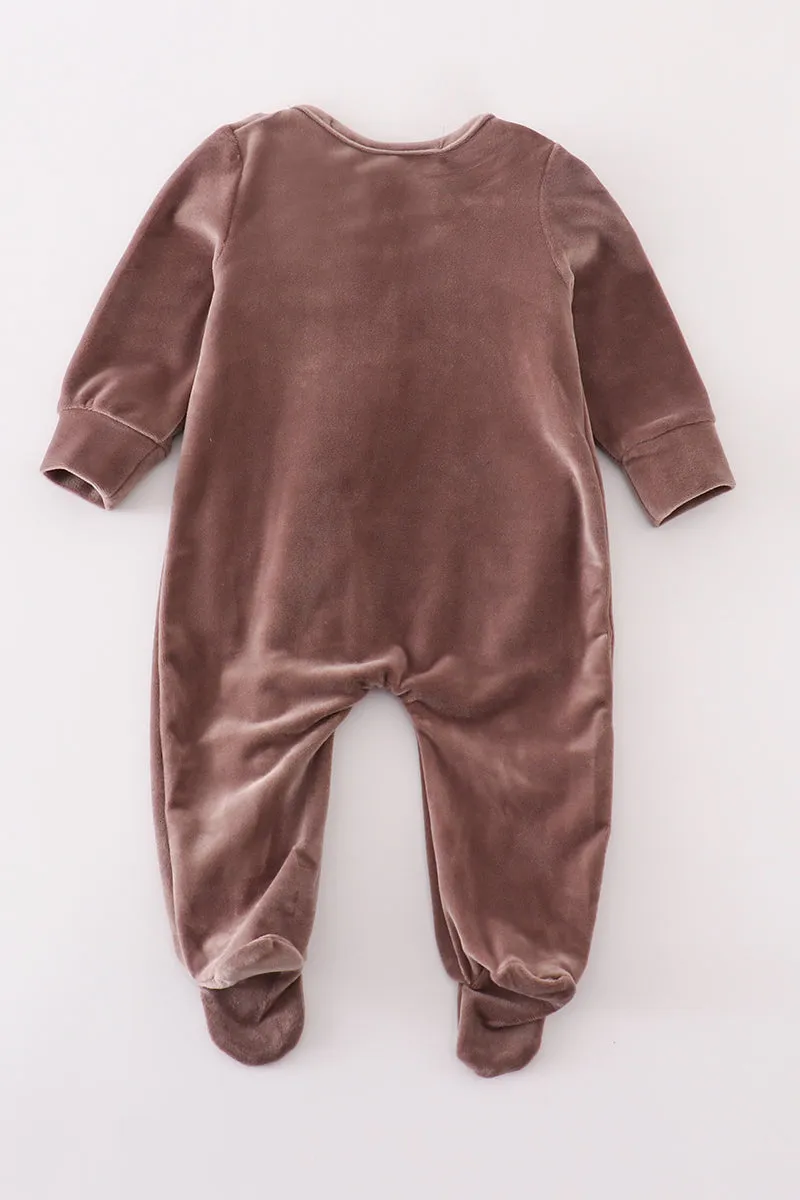 Grey Velvet Boy Romper