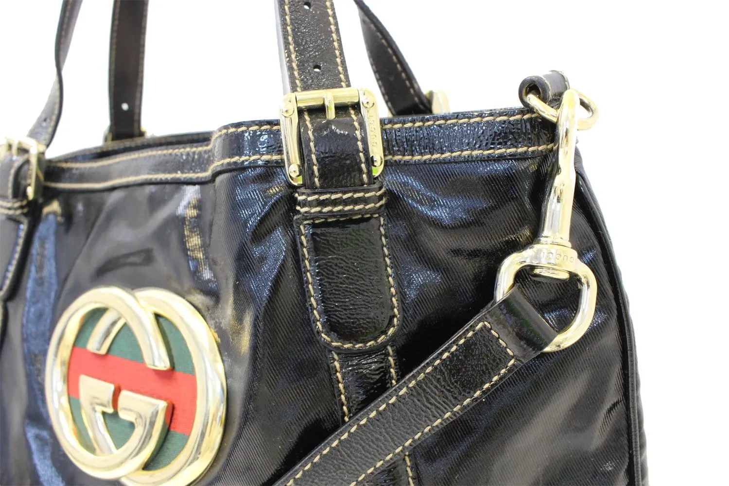 GUCCI 162886 Black Leather Britt Hobo Bag