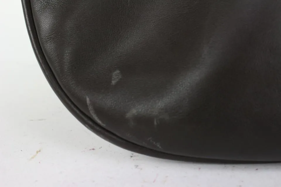 Gucci Dark Brown Leather Web Messenger Hobo Bag 1GG99