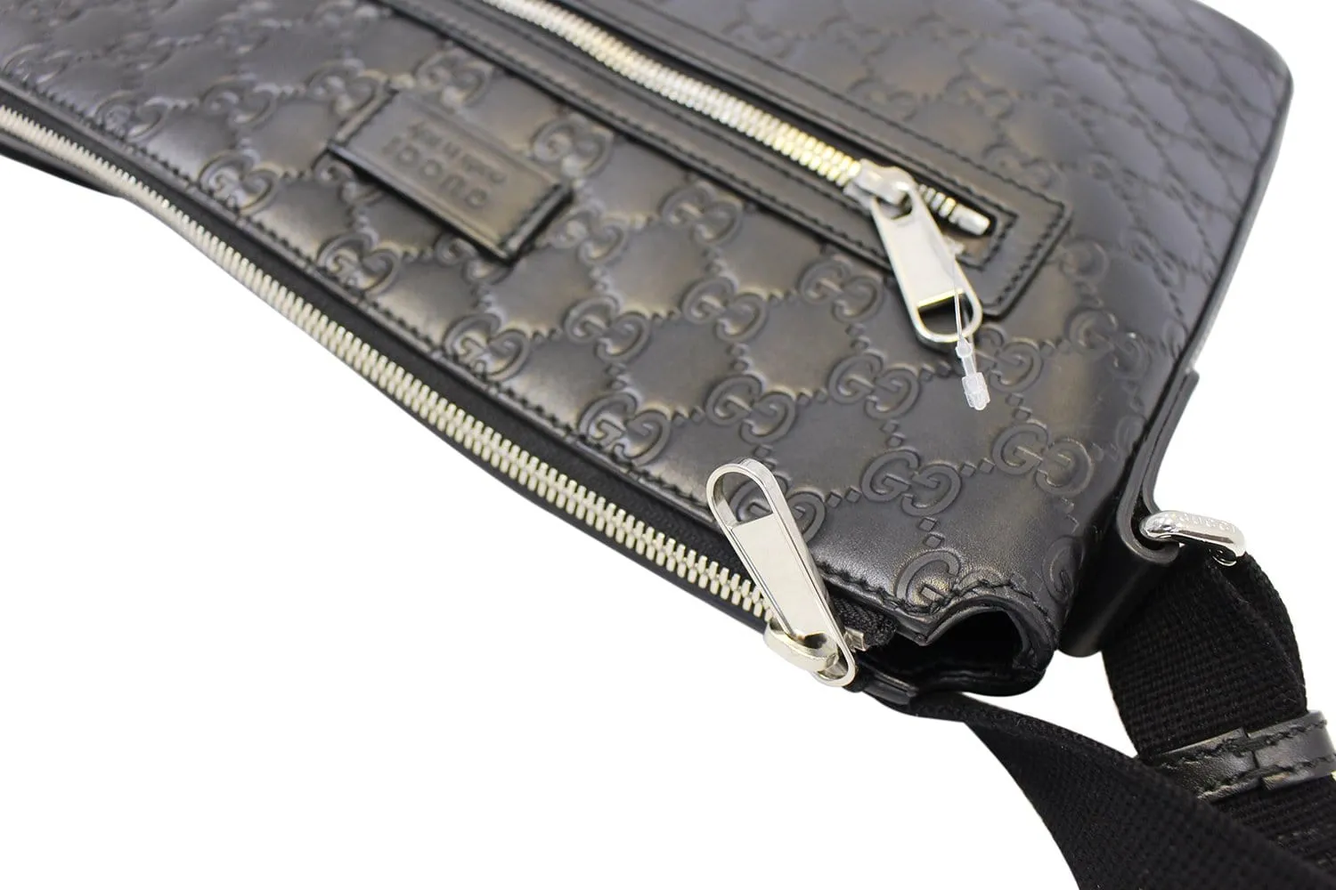 Gucci GG Signature Leather Black Messenger Bag 406408