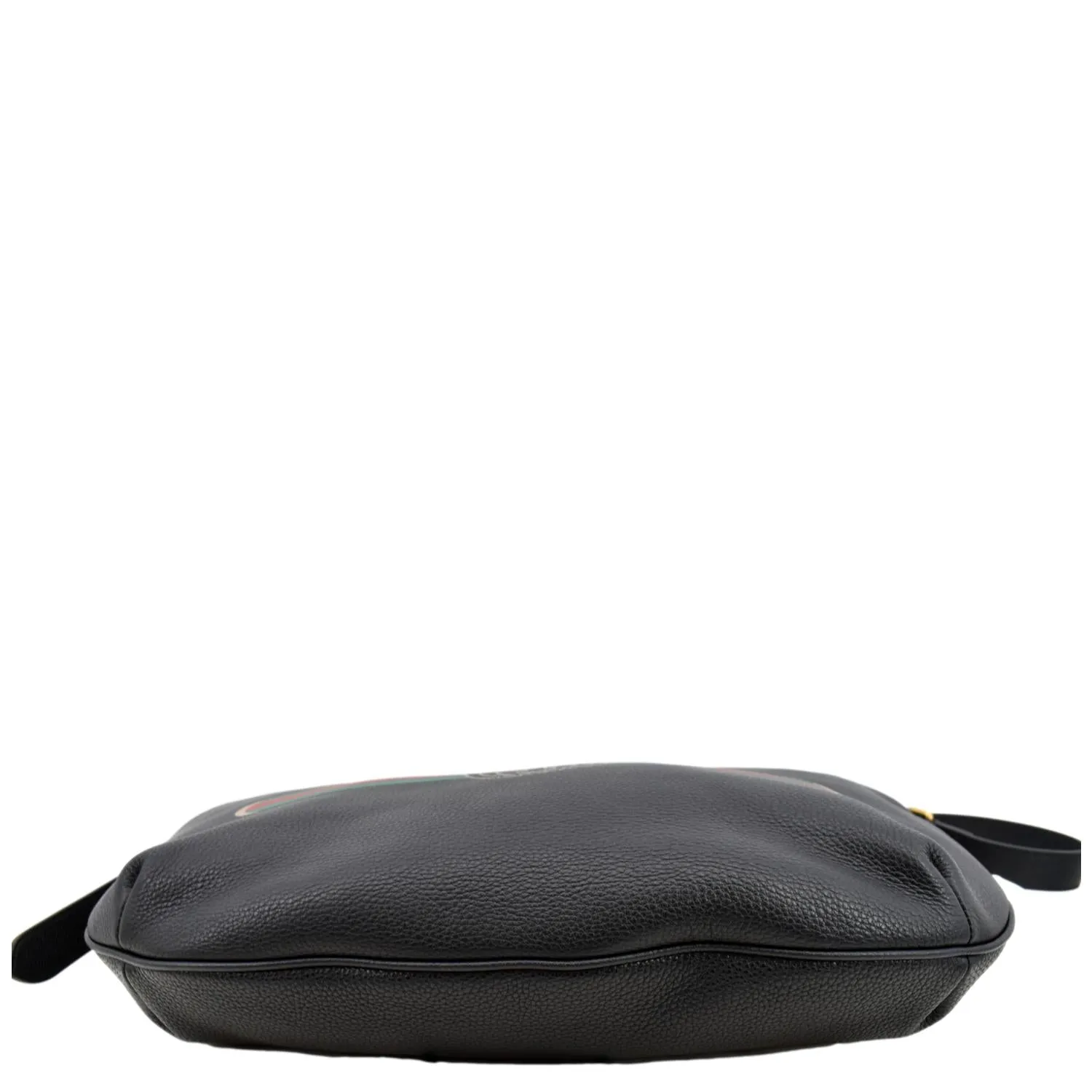 GUCCI Half Moon Logo Calfskin Leather Hobo Shoulder Bag Black 523588