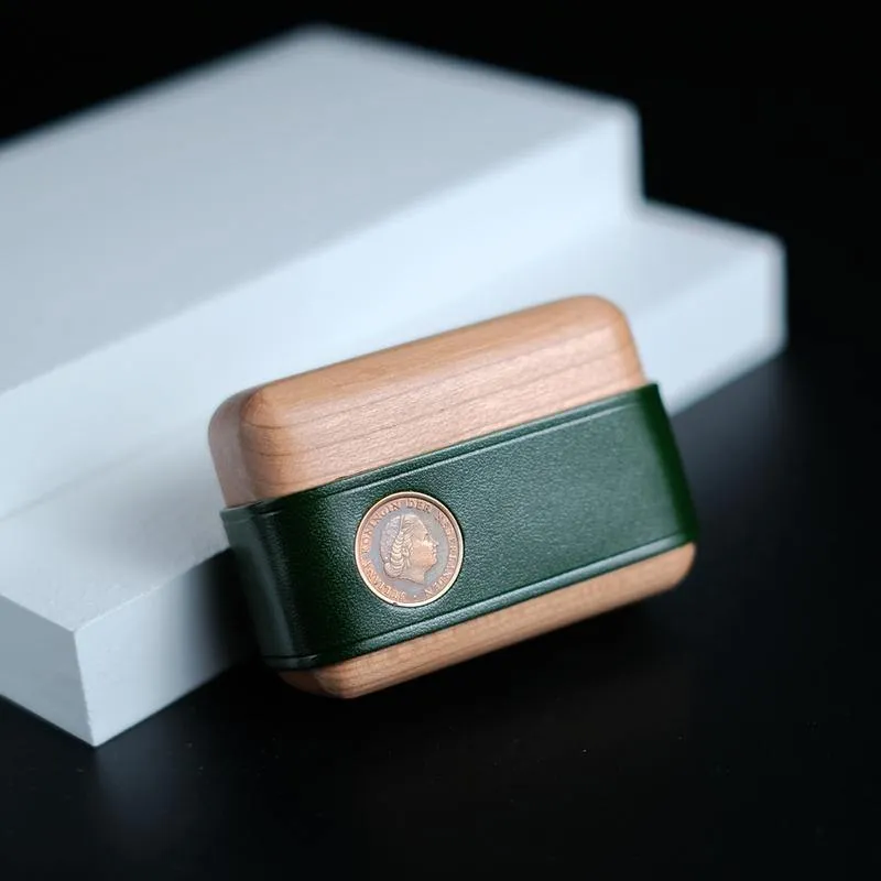 Handmade Coffee Leather Wood AirPods Pro Case Custom Leather AirPods Pro Case Airpod Case Cover