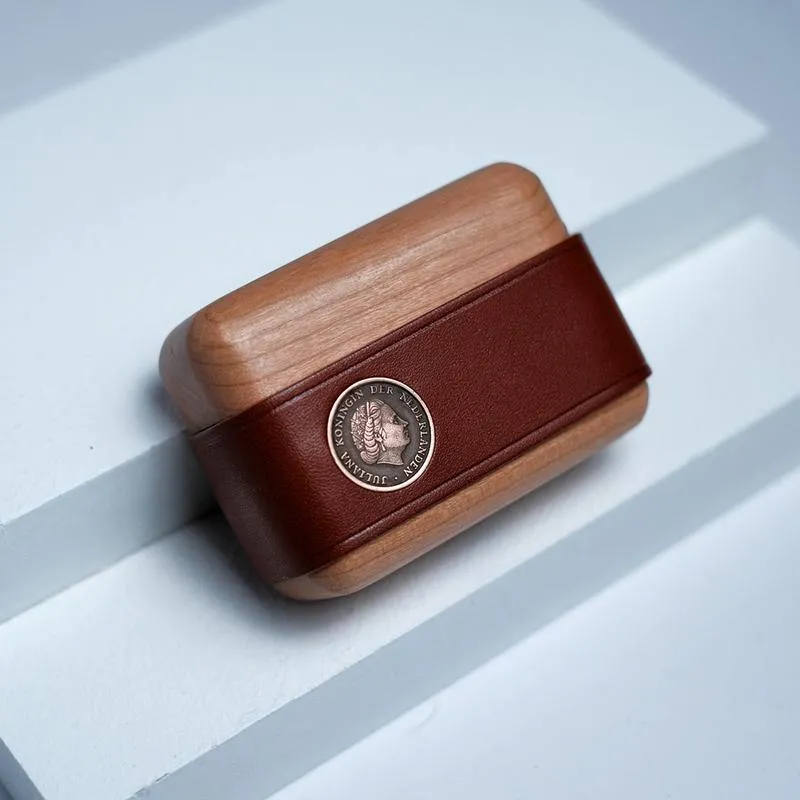 Handmade Coffee Leather Wood AirPods Pro Case Custom Leather AirPods Pro Case Airpod Case Cover