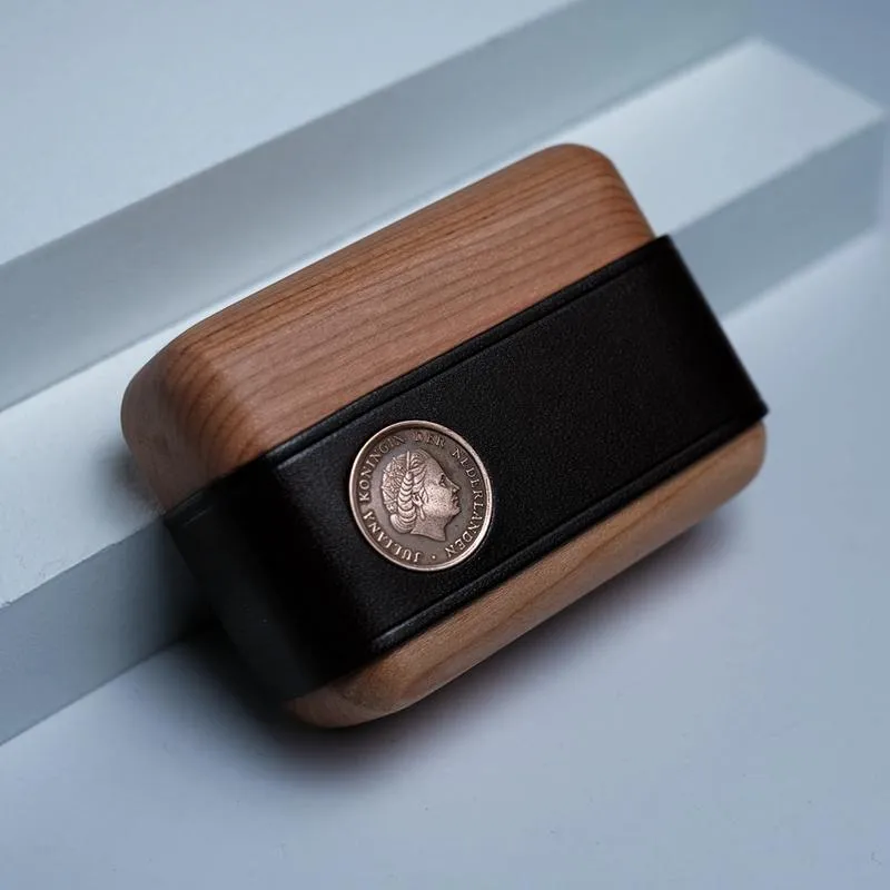 Handmade Coffee Leather Wood AirPods Pro Case Custom Leather AirPods Pro Case Airpod Case Cover