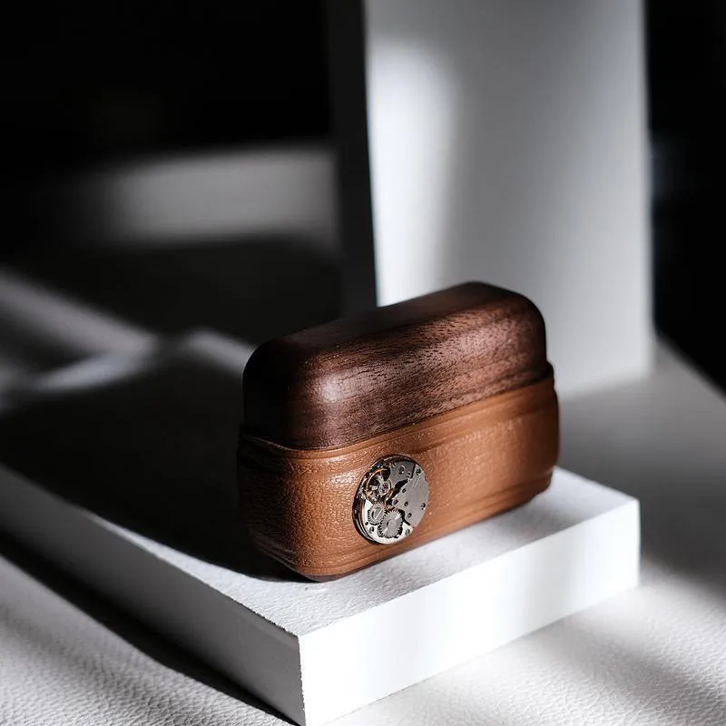 Handmade Coffee Leather Wood AirPods Pro Case Custom Leather AirPods Pro Case Airpod Case Cover
