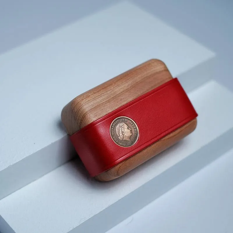 Handmade Coffee Leather Wood AirPods Pro Case Custom Leather AirPods Pro Case Airpod Case Cover
