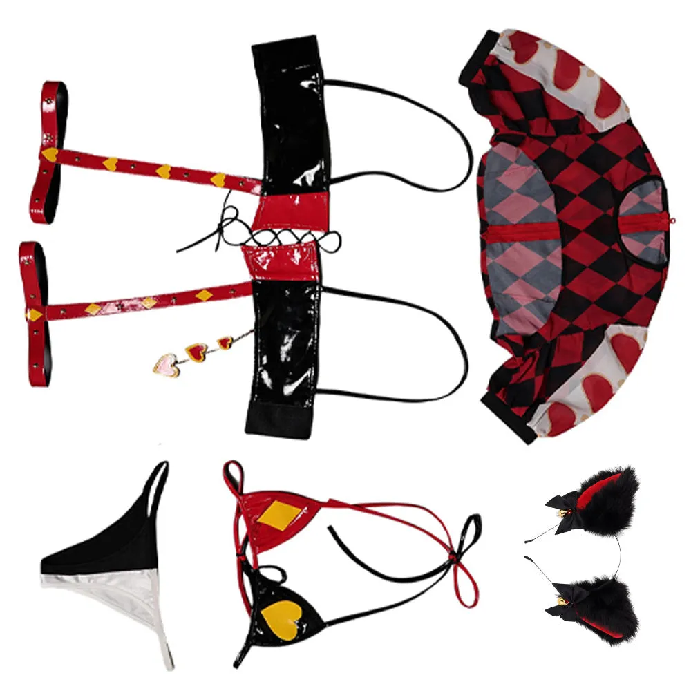 Harley Quinn Original Red and Black Squares Lingerie for Women Cosplay Costume Outfits