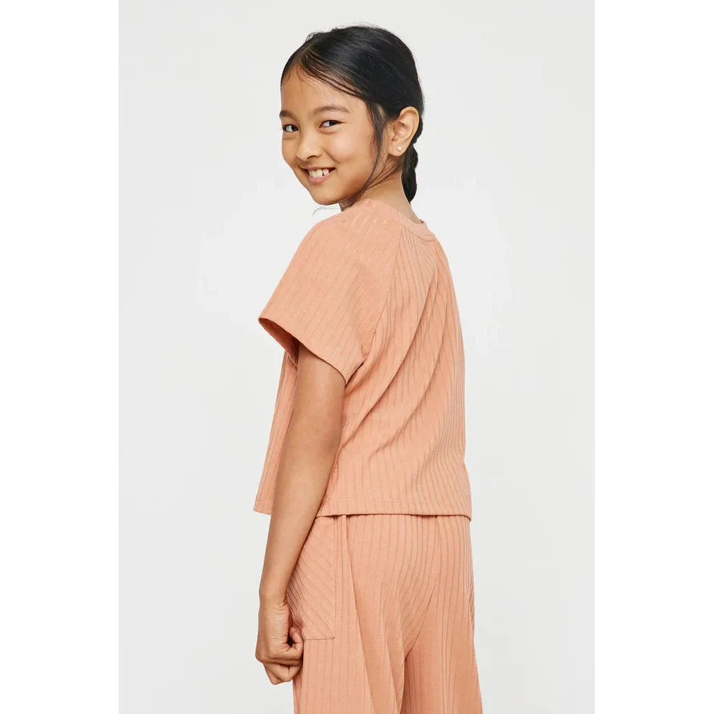 Hayden Girls Lightweight Knit Top - Salmon