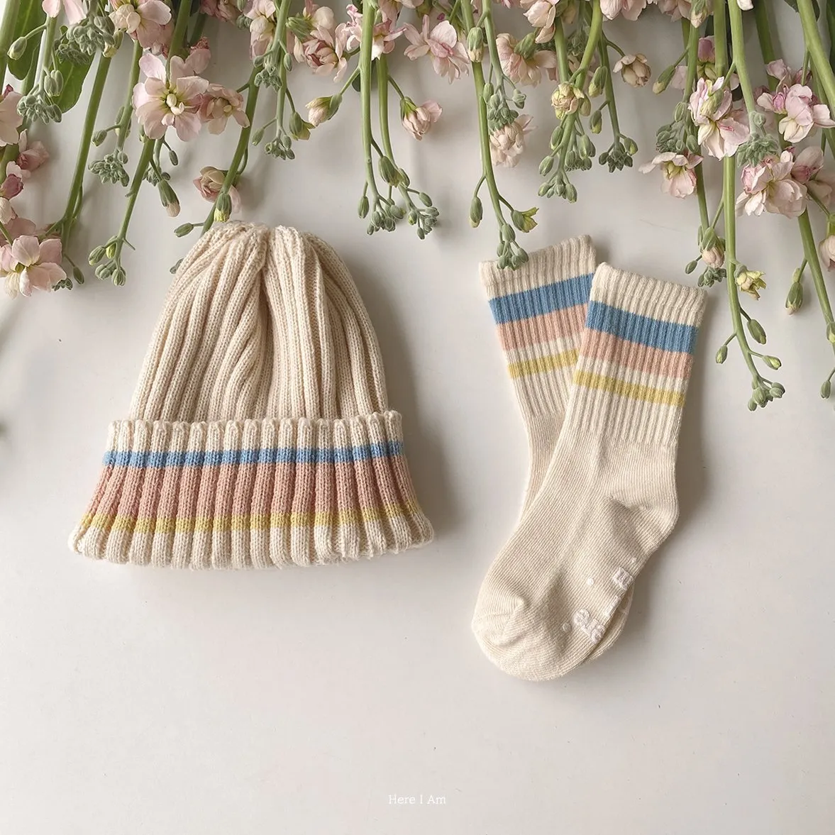 Here I Am Knitted Stripe Beanie (2 colour options)