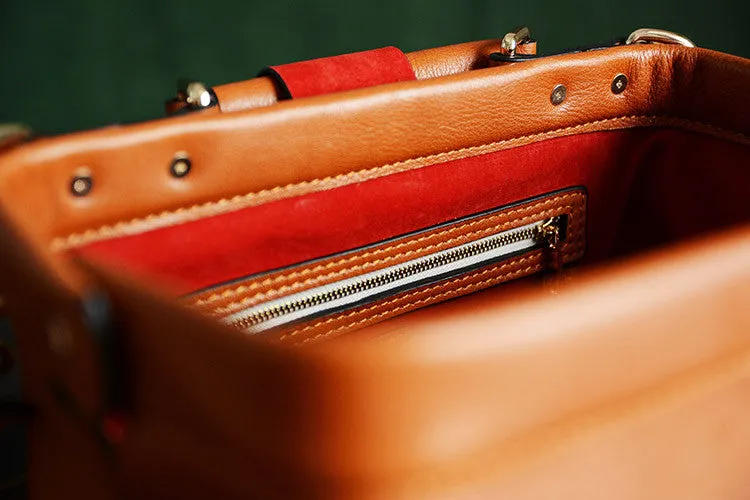 High Fashion Vegetable Tanned Leather  Doctor Bag, Satchel Bag, Messenger Shoulder Bag D015