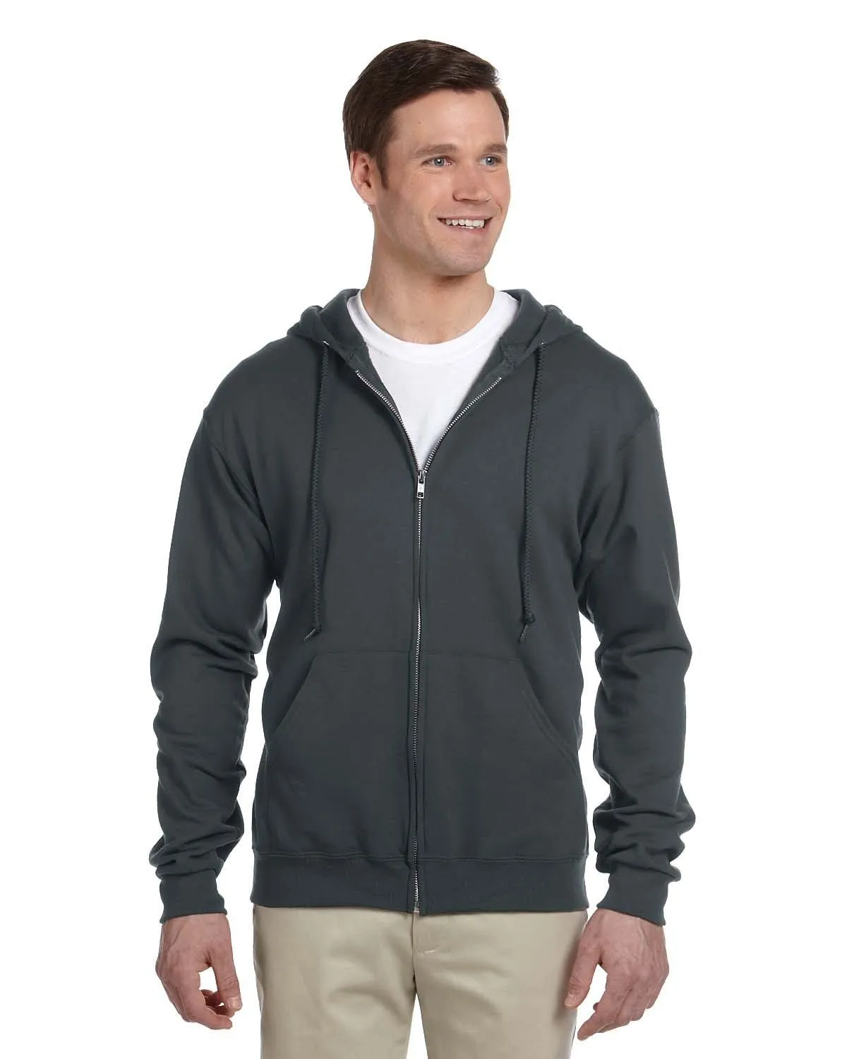 Jerzees Lightweight Full-Zip Hooded Sweatshirt | Black Heather
