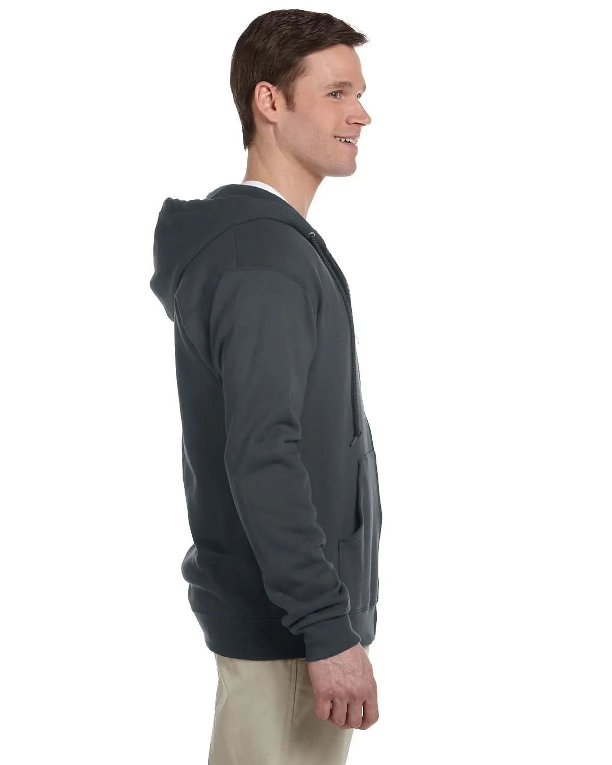 Jerzees Lightweight Full-Zip Hooded Sweatshirt | Black Heather