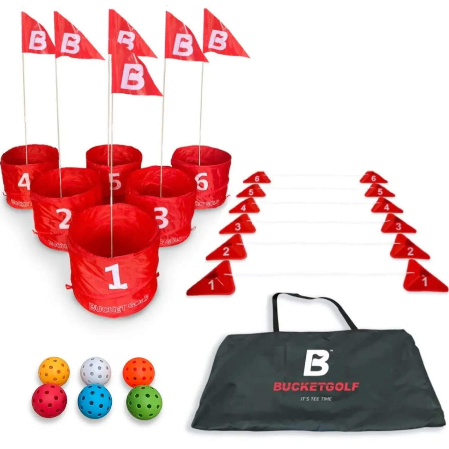Kit interactivo Bucket golf con 6 hoyos sin bastones